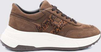 Hogan Sneakers Hi-Fi in nabuk e cavallino con stampa animalier e suola chunky