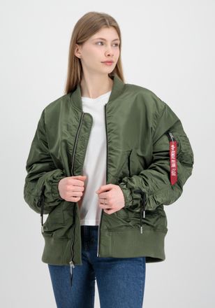 Alpha Industries Bomberjacke ALPHA INDUSTRIES CWU MA-1 Bomber Women, Damen, Gr. S/M, gr&uuml;n (sage, gr&uuml;n), Obermaterial: 100% Nylon, Lining/F&uuml;llung: 100% Polyester, Jacke