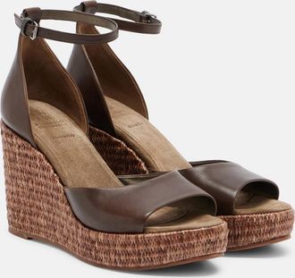 Brunello Cucinelli Monili leather espadrille wedges