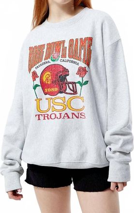 Champion Rose Bowl Usc Champion Crew Neck Sweatshirt In Light Grey