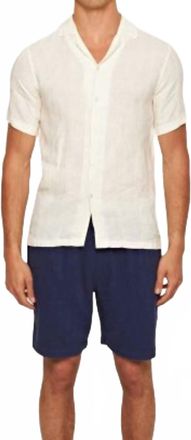Orlebar Brown Hibbert Linen Woven Stripe Shirt In Sandbar