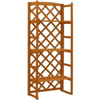 vidaXL Garden Trellis Planter with Shelves Orange 60x30x140 cm Solid Firwood vidaXL