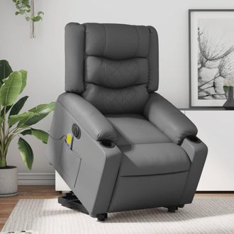 vidaXL Vidaxl - Sill&oacute;n De Masaje Elevable El&eacute;ctrico Cuero Sint&eacute;tico Gris