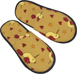 Generic Hotel Slippers Happy LoveS Day Of Bird Breathable Fuzzy Slippers Warm Indoor Shoes For Hotel Winter Travel L