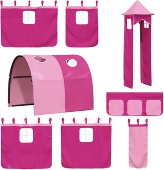 vidaXL Curtains for Loft Bed with Tunnel and Tower Pink Vidaxl