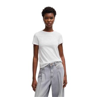 HUGO BOSS Dames/Dames Slub Regular T-shirt (Witte Slub)
