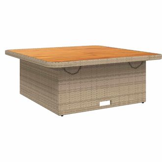 vidaXL Vidaxl - Mesa De Jard&iacute;n Madera De Acacia Y Rat&aacute;n Pe Beige 110x110x71 Cm