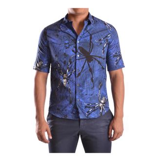 Alexander McQueen Blauwe Katoenen Overhemden Gemaakt in TN - Heren - Korte mouwen Overhemden - Blauw - S - Katoen - Overhemden
