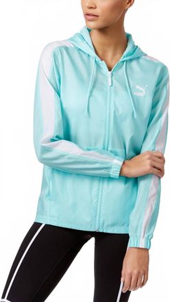 Puma Activewear Windrunner Zip Jacket In Aruba Blue/white