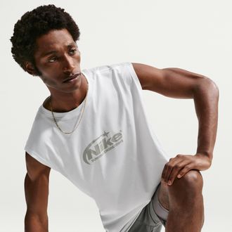 Nike Mens Dri-FIT Sleeveless Running T-Shirt in White | IR4930-121