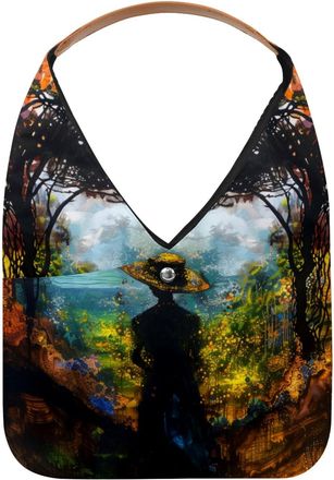 Generic Sunrise Oil Painting Reusable Lightweight Grocery Bags - Foldable Into Compact Pouch, Washable & Sturdy, Multipurpose for Shopping and Travel