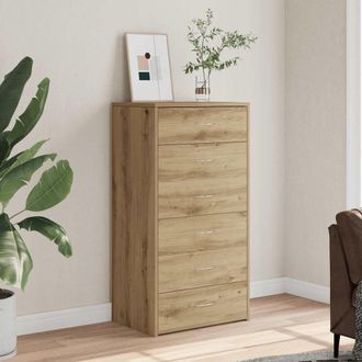 Berkfield Home Sideboard with 6 Drawers Artisan Oak 50x34x96 cm Engineered Wood in Brown | Size: 50 x 34 x 96 cm