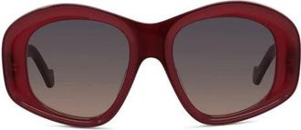Loewe Anagram 51mm Geometric Sunglasses in Shiny Red /Violet at Nordstrom