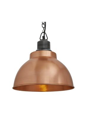 Industville Brooklyn Dome Pendant, 13 Inch, Copper, Pewter Chain Holder