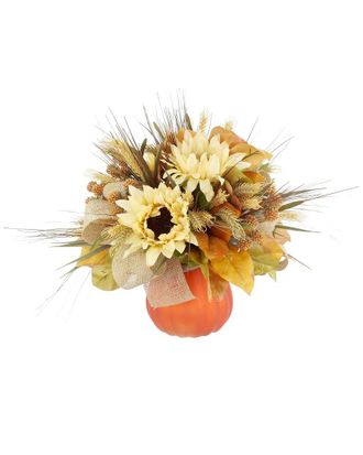 Creative Displays Inc. Handmade Fall Arrangement With Hydrangeas & Heather In A Decorative Lemon Vase