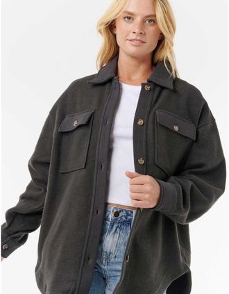 Rip Curl Womens Rip Curl Womens High Tide Fleece Shacket Bomber Jacket - Black - Size: 18/16