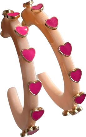 Smith & Co Womens Heart Jewel Hoop Earring In Peachy Pink