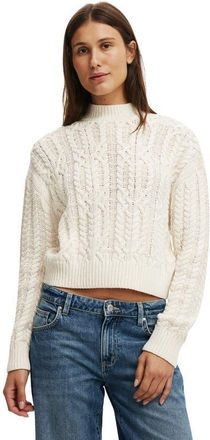 Cotton On Womens Boxy Mock Neck Knit Sweater in Porcelain at Nordstrom, Size Xx-Small