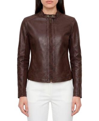 Frye Emily Moto Jacket In Dark Brown