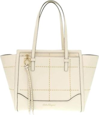 Ferragamo Pre-owned Schoudertas - Dames - Vintage Shopper - Wit - ONE Size - Leer - Vintage