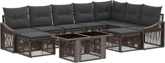 vidaXL Conjunto De Sof&aacute;s De Jard&iacute;n 10 Uds. Gris Y Gris Oscuro Vidaxl