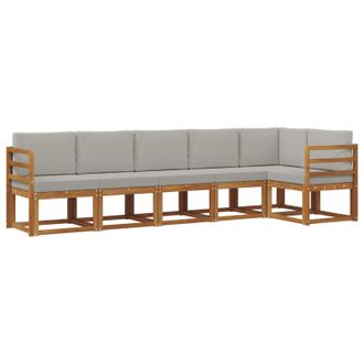 vidaXL Conjunto De Sof&aacute;s De Exterior 6 Pcs Gris Natural Y Claro Vidaxl
