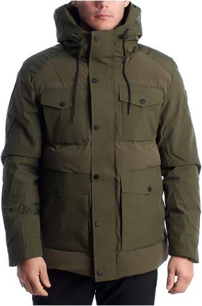U.S.Polo Association Gewatteerde Parka met Doorgestikt Patroon - Heren - Winterjassen - Groen - 2XL - Leer - Jassen