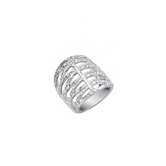 Gold & Honey Womens Diamond Cut Crossover Ring In Silver