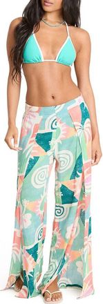 Billabong Split Spirit Print Wide Leg Pants in Misty Blue at Nordstrom, Size Medium