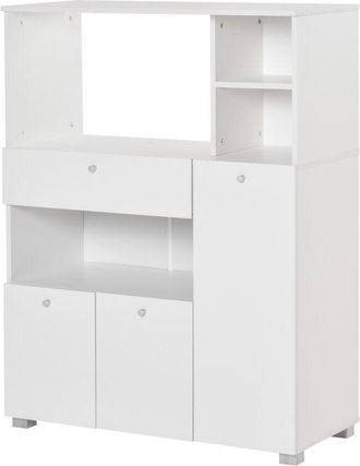 HOMCOM Aparador Auxiliar Para Microondas Alacena Buffet De Cocina Con 2 Armarios De Puertas 1 Caj&oacute;n Y Estantes De Almacenamiento 90x40x120 Cm