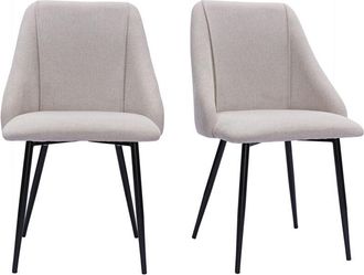 Miliboo Miliboo - Set De 2 Sillas De Tela Efecto Aterciopelado Texturizado Beige Y Metal Negro Higgins