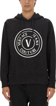 Versace Jeans Couture Black Logo Regular Hoodie