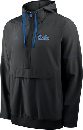 Nike Jordan Mens UCLA Sideline Anorak Jordan Brand College 1/2-Zip Hooded Jacket in Black | 0JAT08DRUCL-PTU