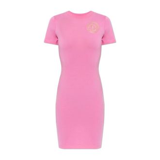 Versace Jeans Couture Short Dresses, female, Pink, Size: 2XS Dress with printed logo