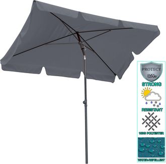 Quick-Star Balkon Sonnenschirm 200x125cm Balkonschirm Rechteckig Knickbar Grau Gartenschirm Uv 50