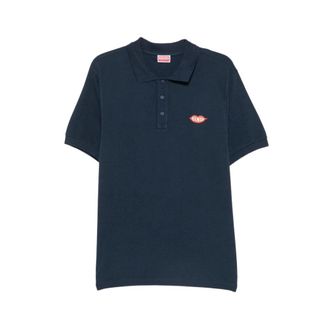 Kenzo Tops, Heren, Blauw, 2Xl, Katoen, Slim polo Loves