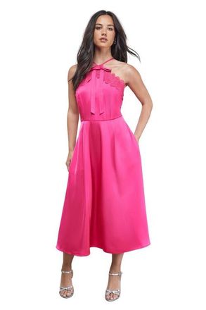 Oasis Lace Detail Midi Prom Dress in Magenta at Nordstrom, Size 2