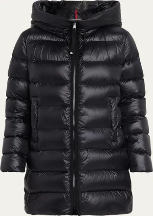Moncler Suyenne Hooded Mid-Length Down Jacket