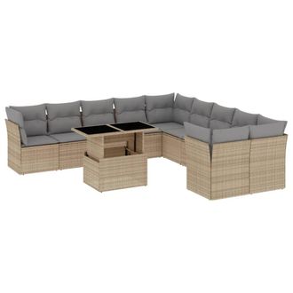 vidaXL Vidaxl - Set Divani Da Giardino 11 Pz Con Cuscini Beige In Polyrattan