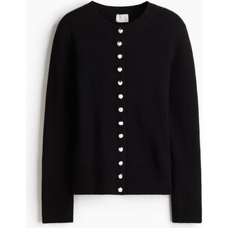 H&M Fitted Cardigan in Black at Nordstrom, Size Xx-Small