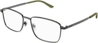 Gucci Rechthoekig Metalen Montuur - Heren - Brillen - Grijs - 54 MM - Accessoires