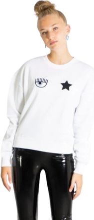 Chiara Ferragni Sweatshirt met ronde hals en logo - Dames - Sweatshirts - Wit - S - Katoen - Hoodies & sweatvesten