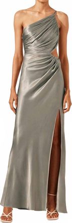 Shona Joy La Lune Asymmetric Gathered Maxi Dress In Sage
