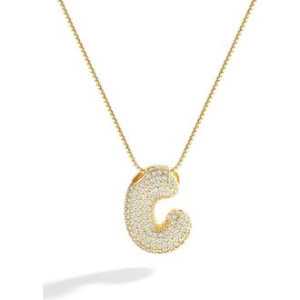 Mint & Lily Pave Bubble Initial Necklace in 18K Gold /Letter C at Nordstrom