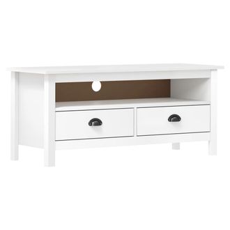 vidaXL Mueble De Tv Hill Madera Maciza De Pino Blanco 110x40x47 Cm Vidaxl