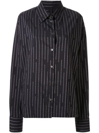Unravel logo-stripe shirt - women - Cotton - 40 - Black