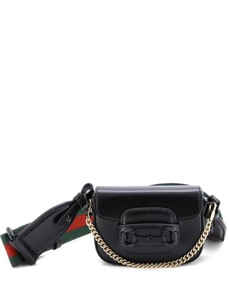 Gucci Horsebit 1955 Flap Wallet with Strap Leather crossbody bag - Black