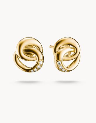 Thomas Sabo orecchini a bottone con zirconi bianchi in oro giallo, bianco