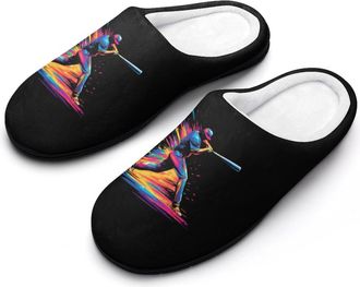 Generic Baseball Player Drip Mens Slippers Comfortable And Non-slip Cotton Slipper Shoe for House