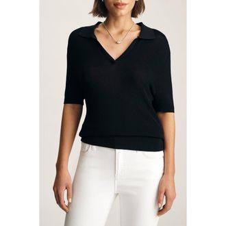 Mavi Short Sleeve Polo Sweater in Black at Nordstrom, Size X-Large